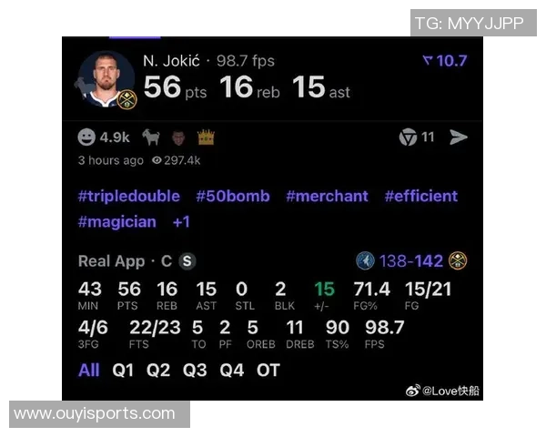 约基奇轻松砍下三双数据8次出手贡献14分14板15助3断表现抢眼
